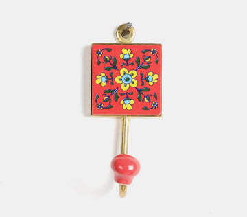 Ceramic Hook - Floral (Red)