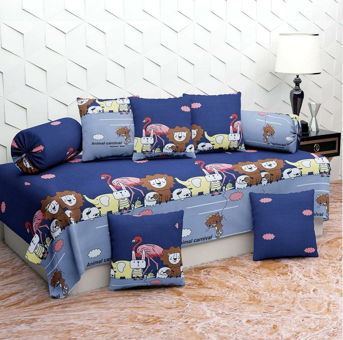 Animal Carnival Glace Cotton Single Bedsheet Set Of 8