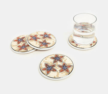 Ceramic Coaster With Cork Base- Star (Set Of 4)