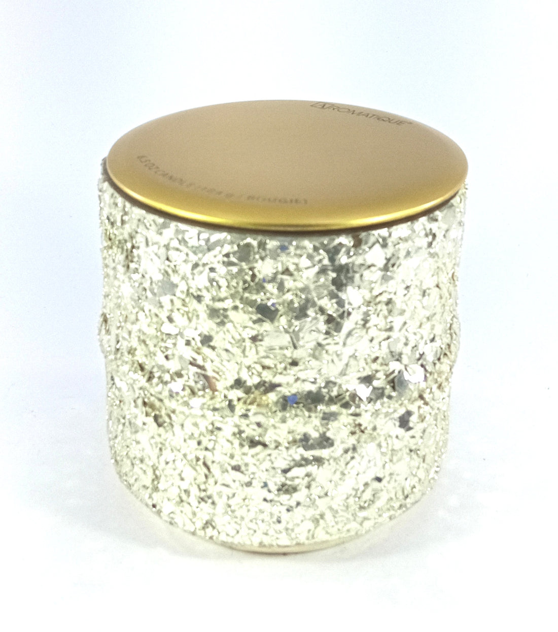 Mosaic Crackle Glass Candle Votive With Gold Metal Lid ( Set Of 6 Pcs )