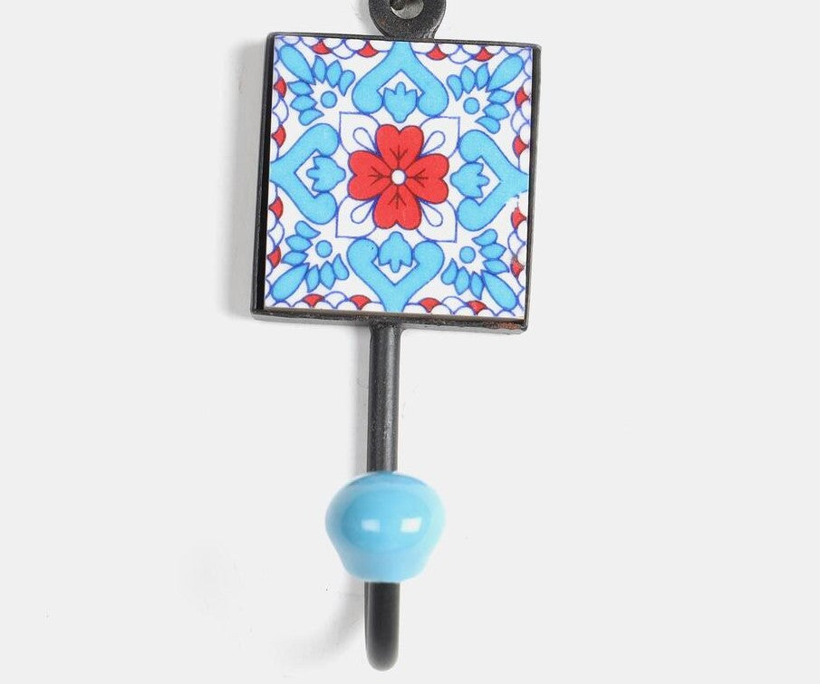 Ceramic Coat Hook - Powdered Coated (Blue)