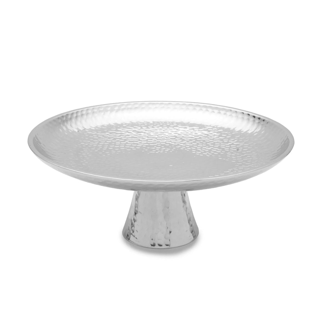 Shiny Nickel Plated Hammered Cake Stand