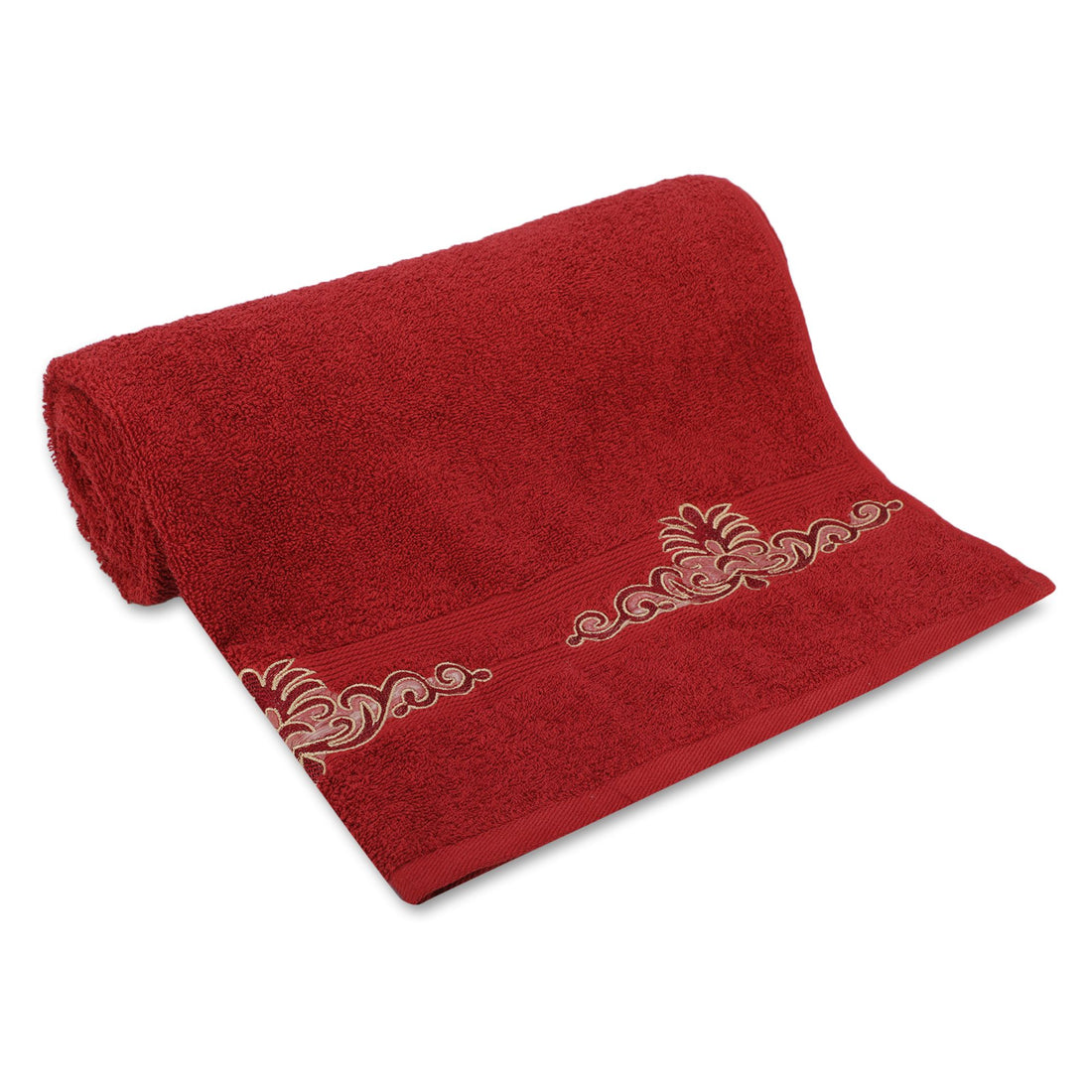 500 GSM Embroidered Bath Towel (Red)