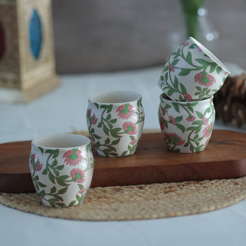 Butterfly Pink Tea Kulhad (set Of 6)