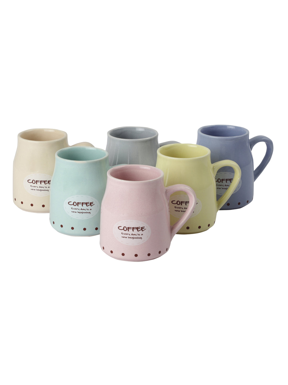 Handmade Ceramic Multicolor Flask Cane Shape Tea Cup - Set Of 6