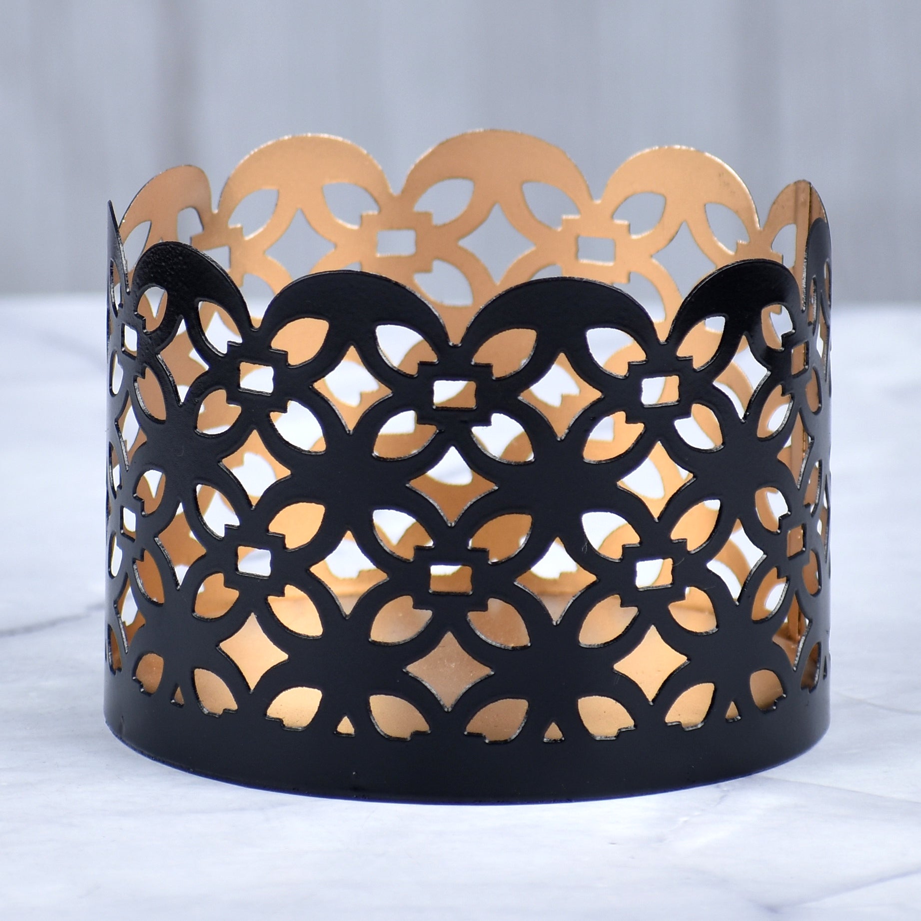 Black And Gold Etching Votive T Light Holder