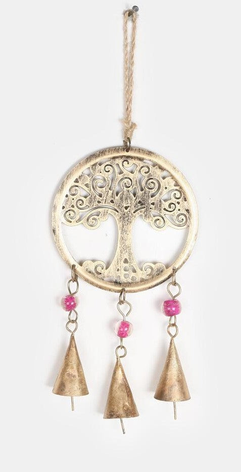 Tree Of Life Hanging With 3 Bells And Glass Beads