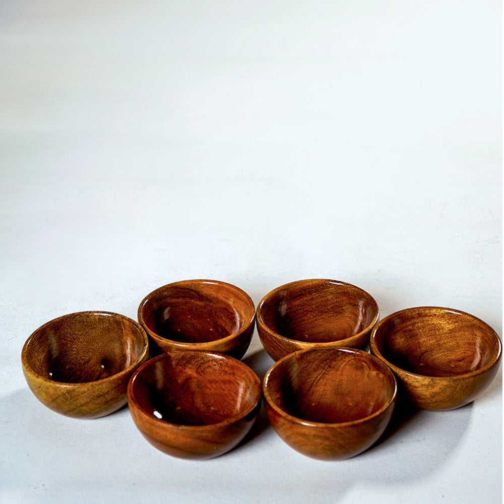 Wooden Small Bowls (set Of 6)