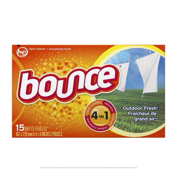 Bounce Outdoor Fresh Scented Fabric Softener Dryer Sheets, 15 Count