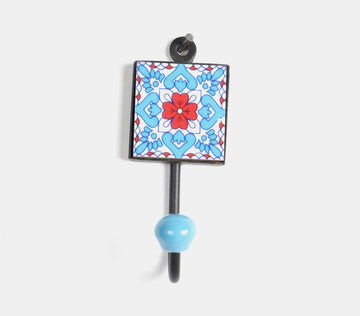 Ceramic Coat Hook - Powdered Coated (Blue)