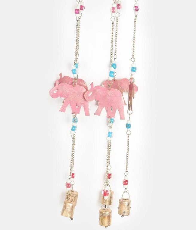 Wrought Iron Elephant Hanging With Multicolor Beads