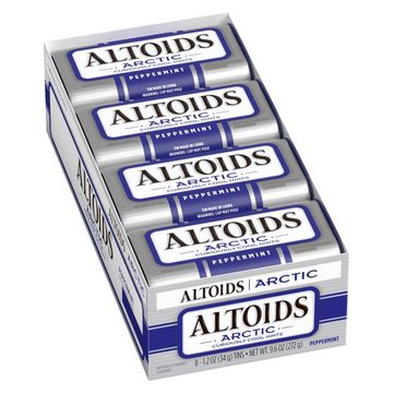 ALTOIDS Arctic Peppermint Breath Mints - Altoid Hard Candy Bulk Pack, 1.2 oz Tin, Pack of 8