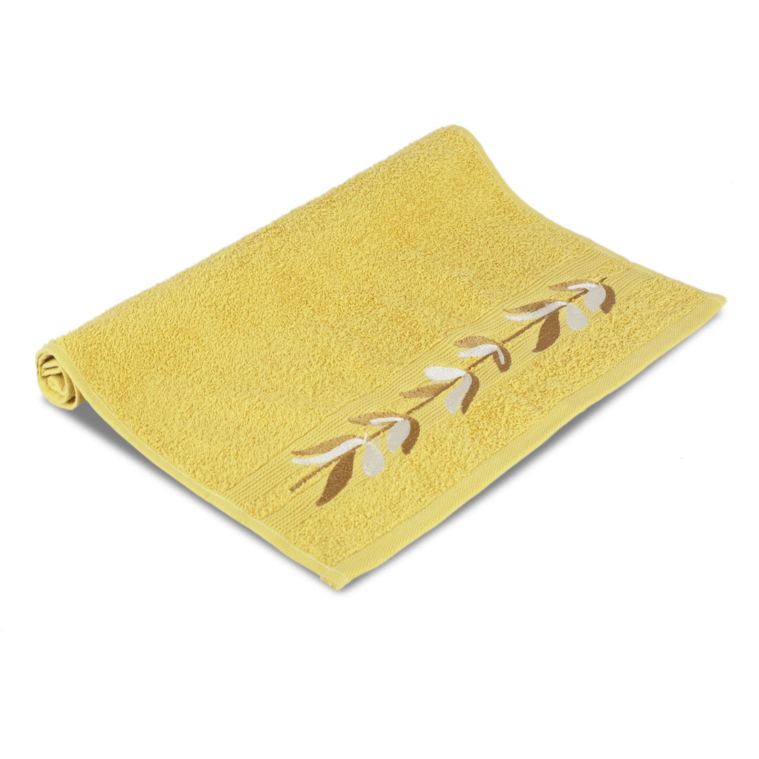 Embroidered Hand Towel (Leaf Mustard)