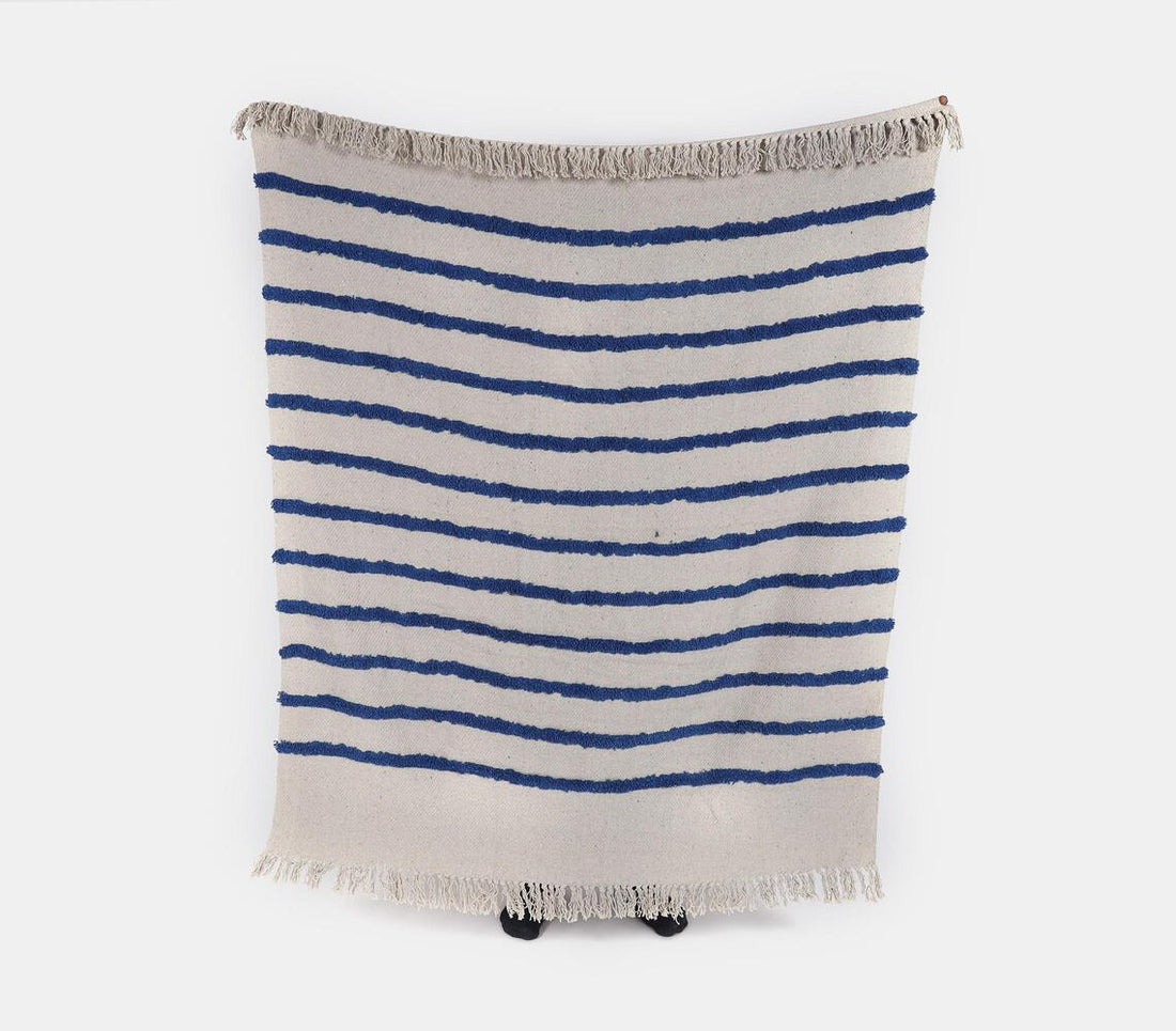 Recycled Cotton Throw- Blue Strips