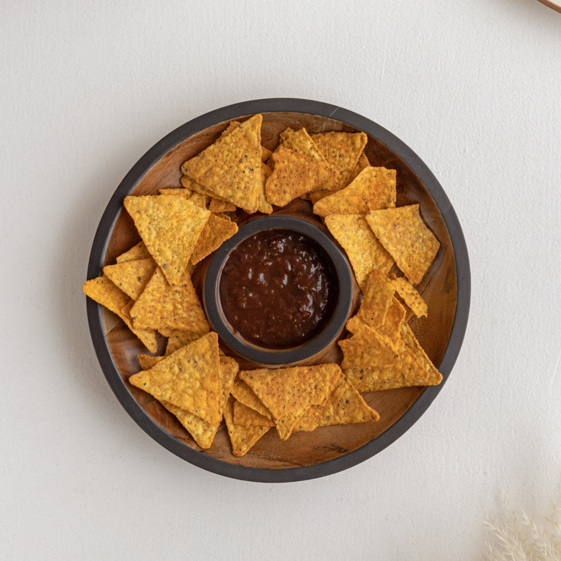 Wooden Circular Dip Bowl Platter