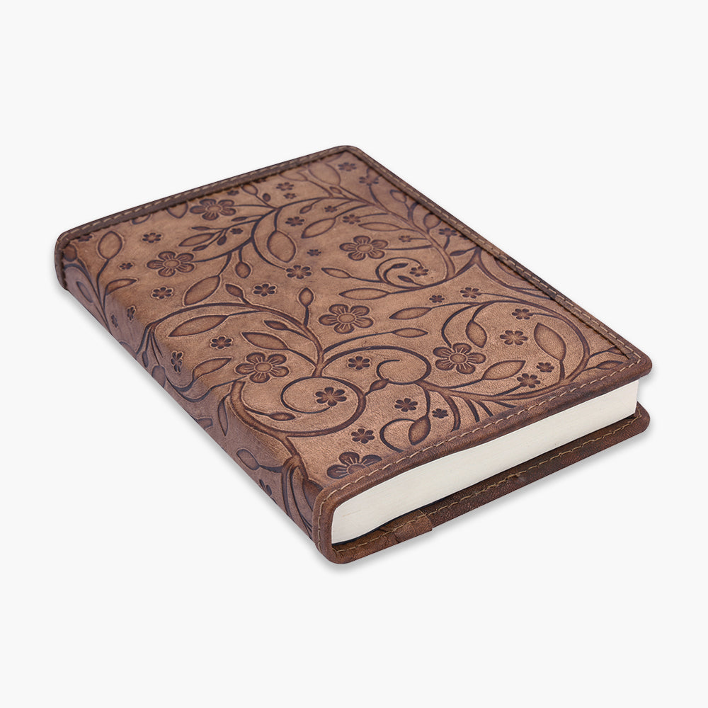 Embossed Handmade Leather Journal With Handmade Paper