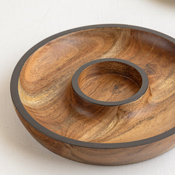 Wooden Circular Dip Bowl Platter