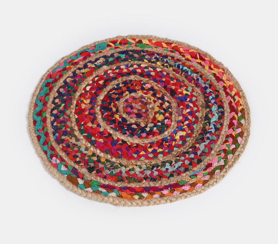 Multicoloured Round Door Mat