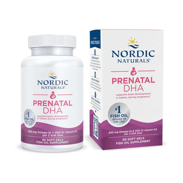 Nordic Naturals Prenatal DHA, Unflavored - 90 Soft Gels - 830 mg Omega-3 + 400 IU Vitamin D3 - Supports Brain Development in Babies During Pregnancy & Lactation - Non-GMO - 45 Servings