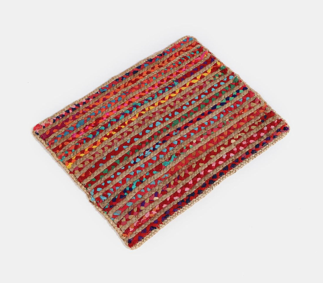 Recycled Cotton And Jute Striped Door Mat