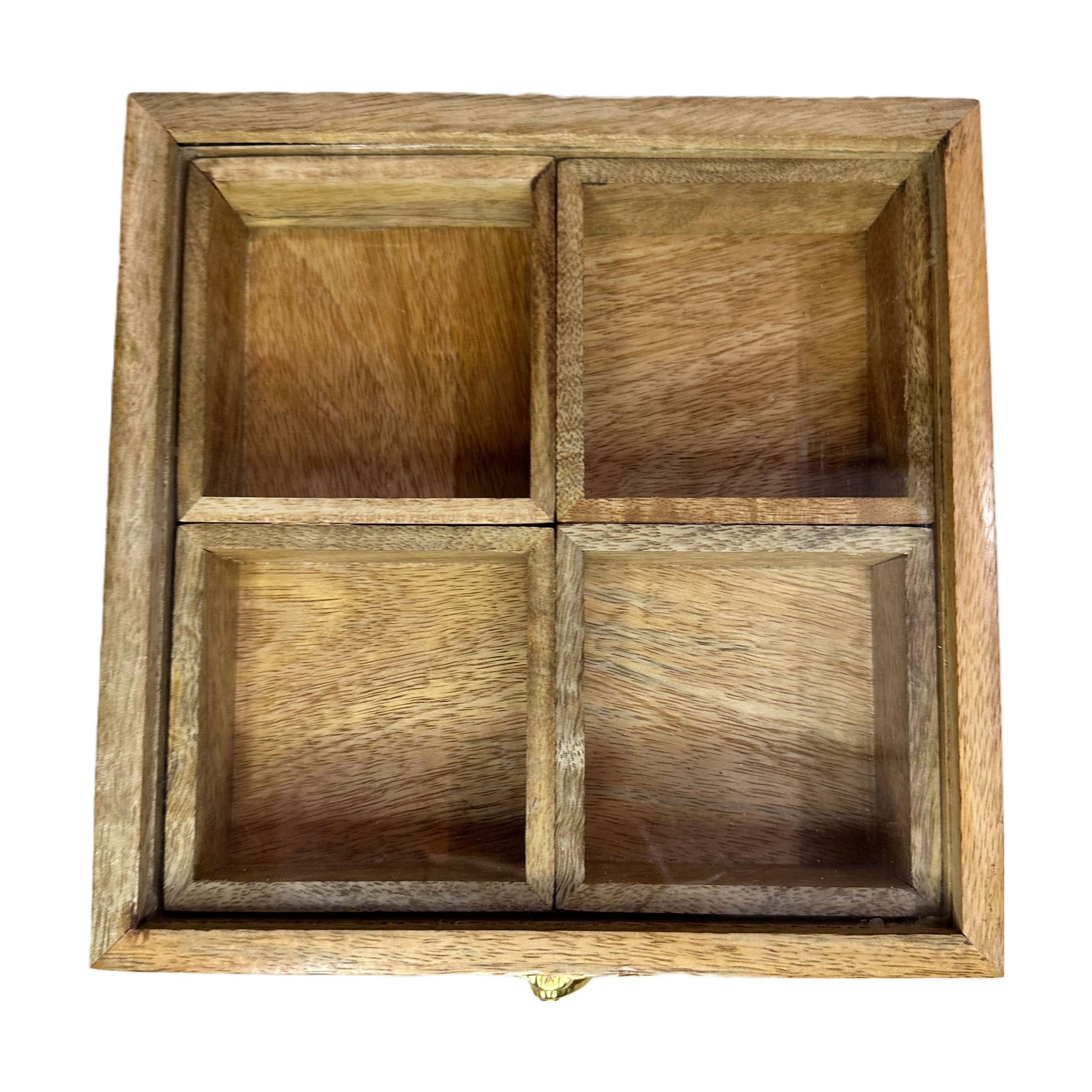 Spice Storage Box With 4 Compartments And Glass Lid