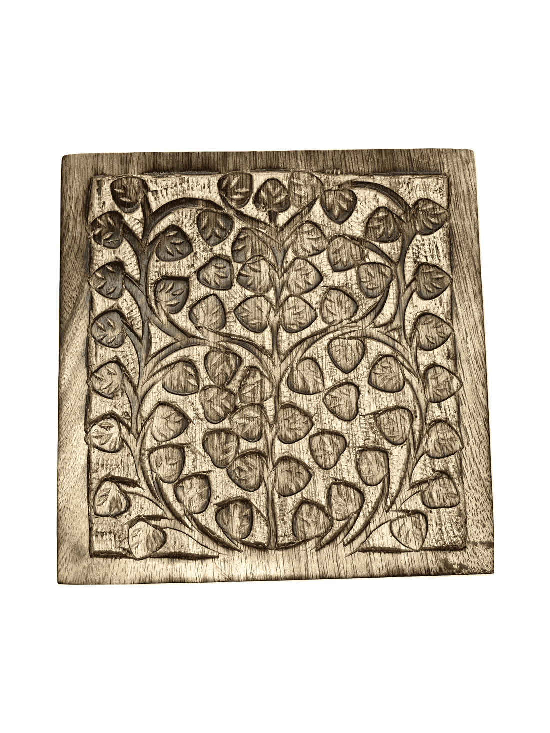 Hand Carved Box Leaves Design