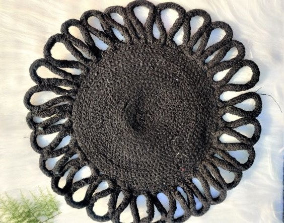 Black Woven Cotton Coaster (Large)