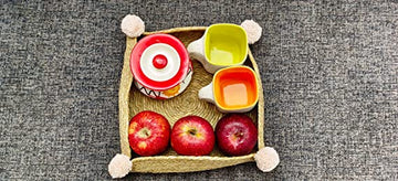 Needle Art (Sabai Grass) Tray-Hand Braided With Cute POM-POM-Essentials Holder-Desk