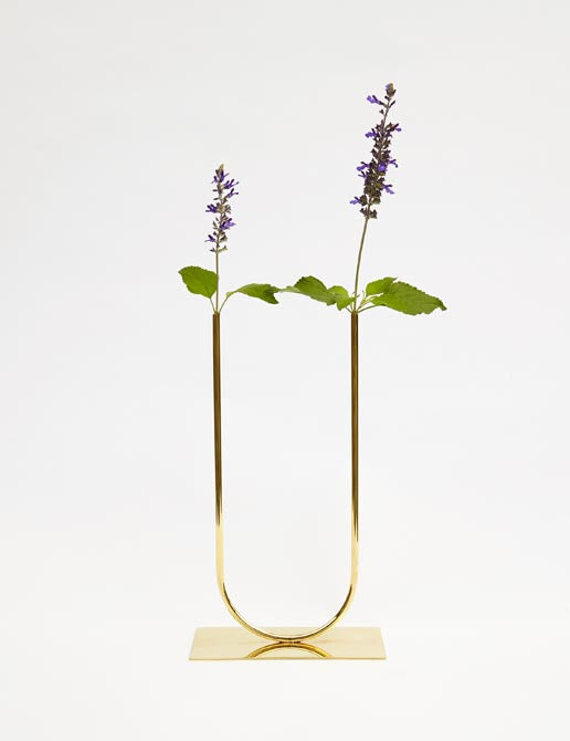 U Shaped Brass Plated Flower Vase