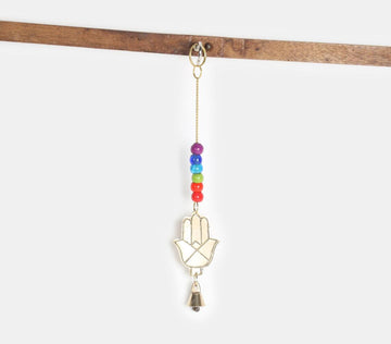 Hamsa Bell Chime With Seven Chakra Beads