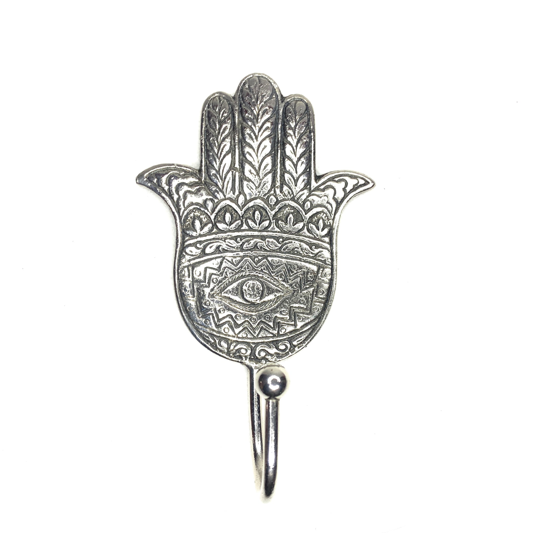 Handmade Recycled Aluminium Coat Hook- Hamsa Hand