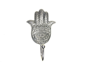 Handmade Recycled Aluminium Coat Hook- Hamsa Hand