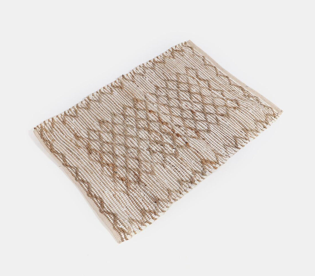 Jute And Cotton Yarn Rug - Criss Cross Pattern