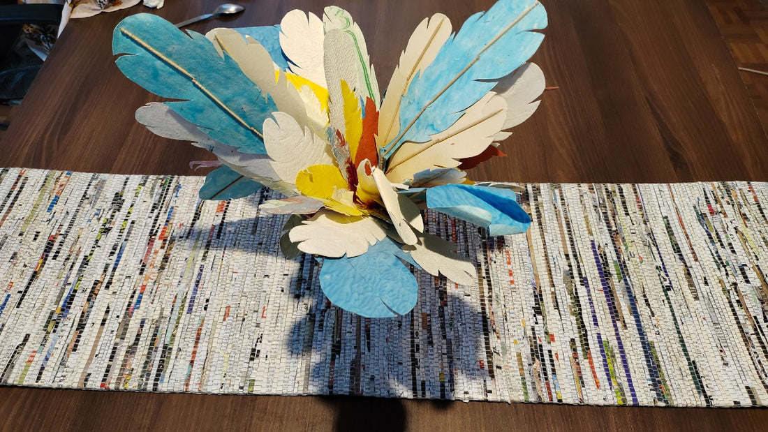 Handwoven Recycled Newspaper Table Runner