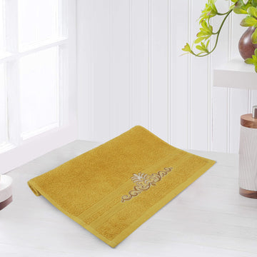 Lush & Beyond 500 GSM Embroidered Hand Towel (Mustard)