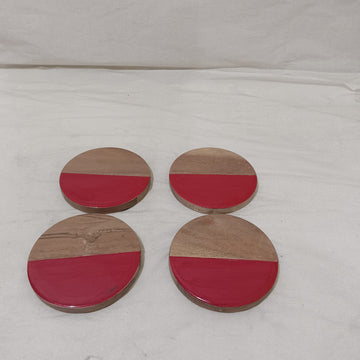 Natural Eco Friendly Wooden Coaster Set Of 4