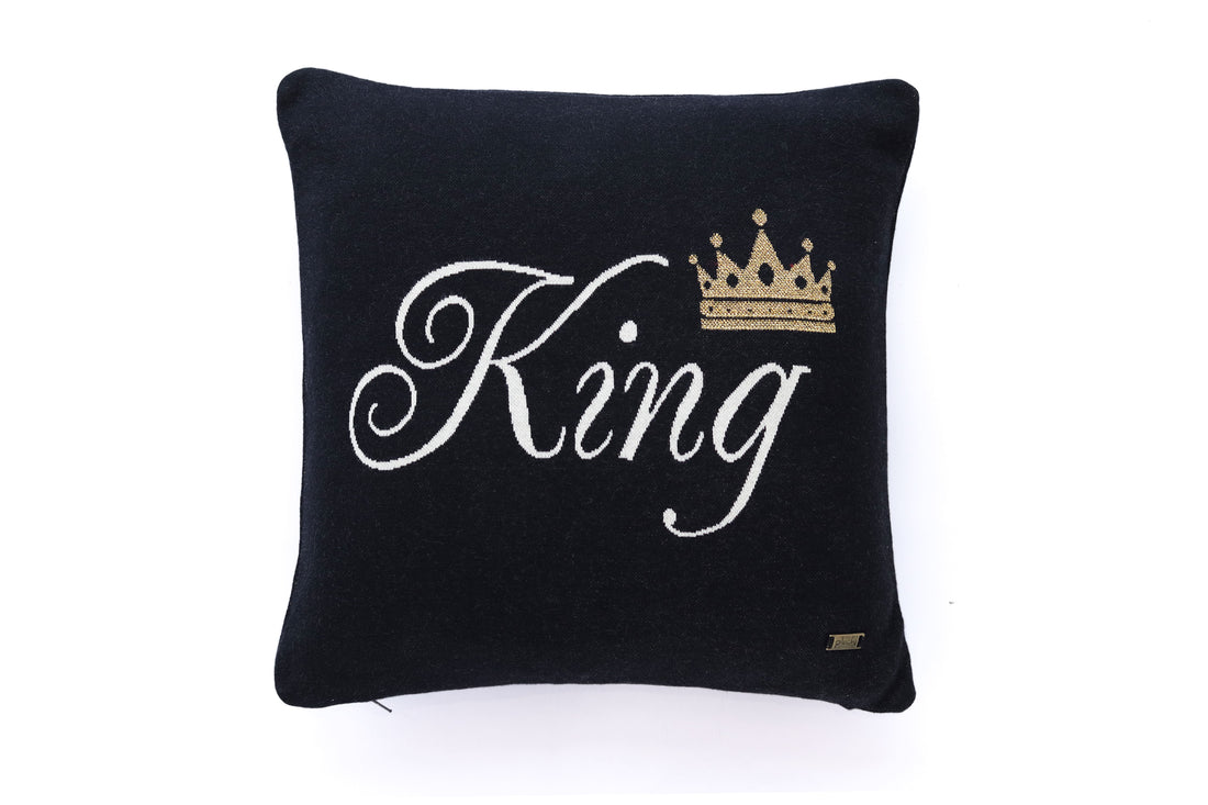 King Queen Cotton Knitted Cushion Cover Set Of 2  (40cm X 40cm)