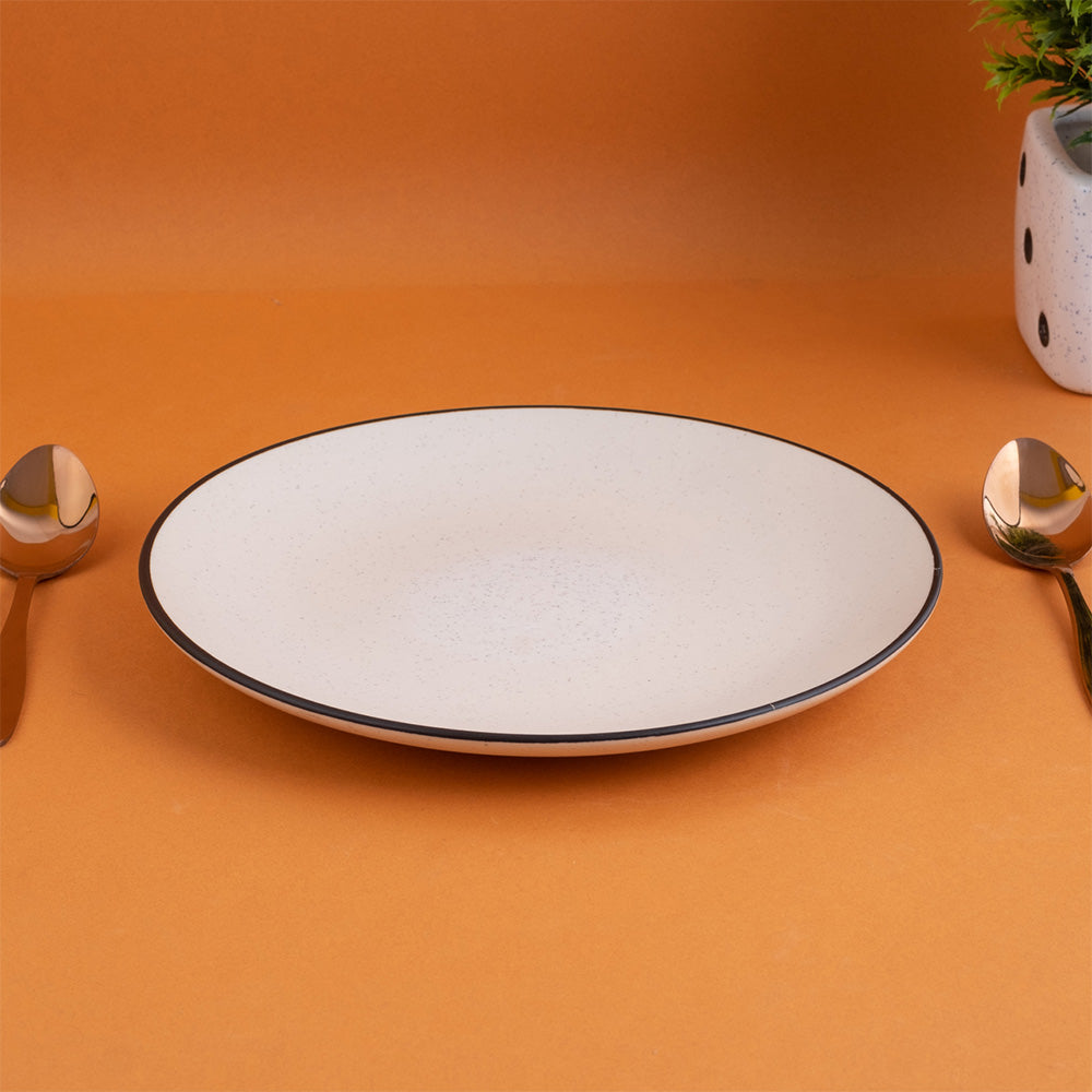 White Dinner Plate With Black Boundary