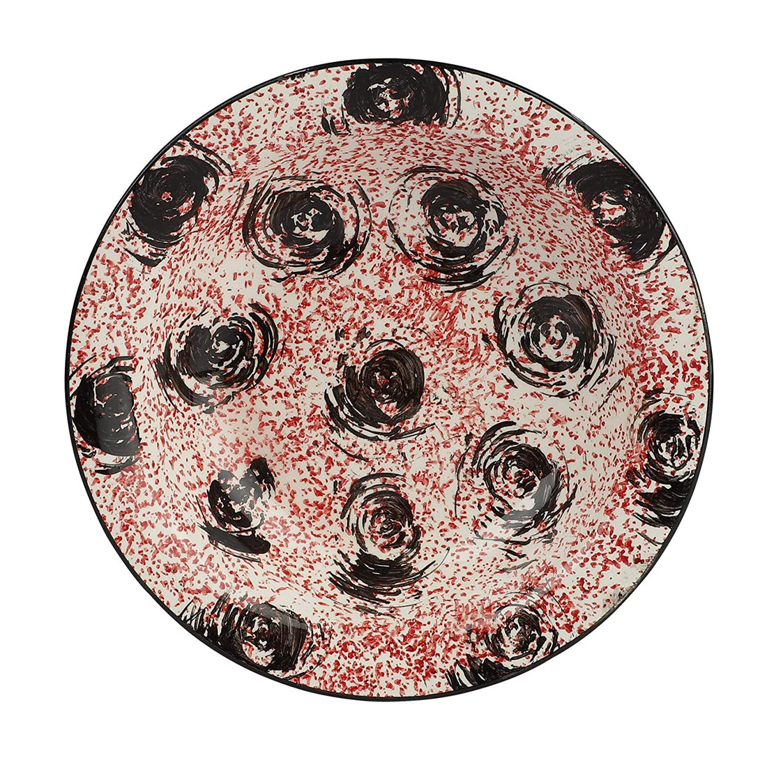 Black & Pink Color Ceramic Hand-painted Plate- Set Of 2