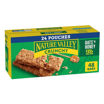 Nature Valley Crunchy Granola Bars, Oats 'n Honey, 48 Bars, 35.76 OZ (24 Pouches)
