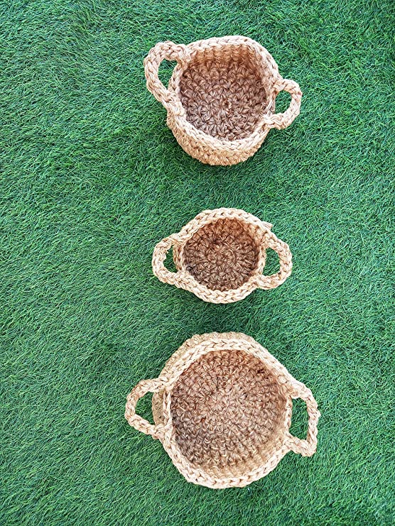 Crochet Double Handle Baskets (Set Of 3)