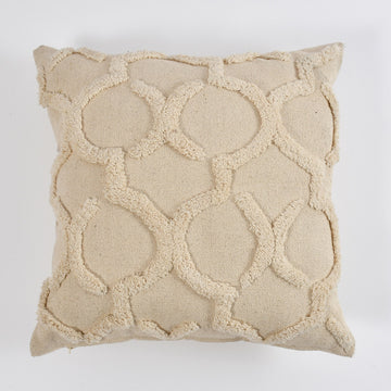 Hand Tufted Canvas Cushion Cover (Circle Print)